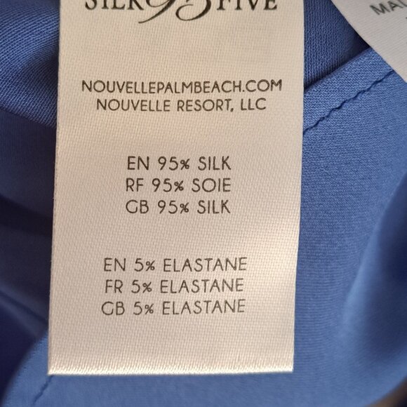 Nouvelle Palm Beach Women's L Royal Blue Silk Long Sleeve Blouse - Picture 7 of 8